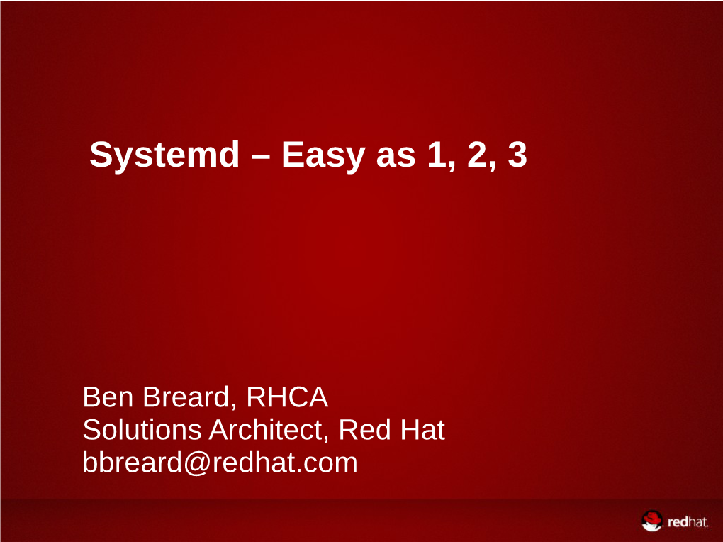 Systemd – Easy As 1, 2, 3