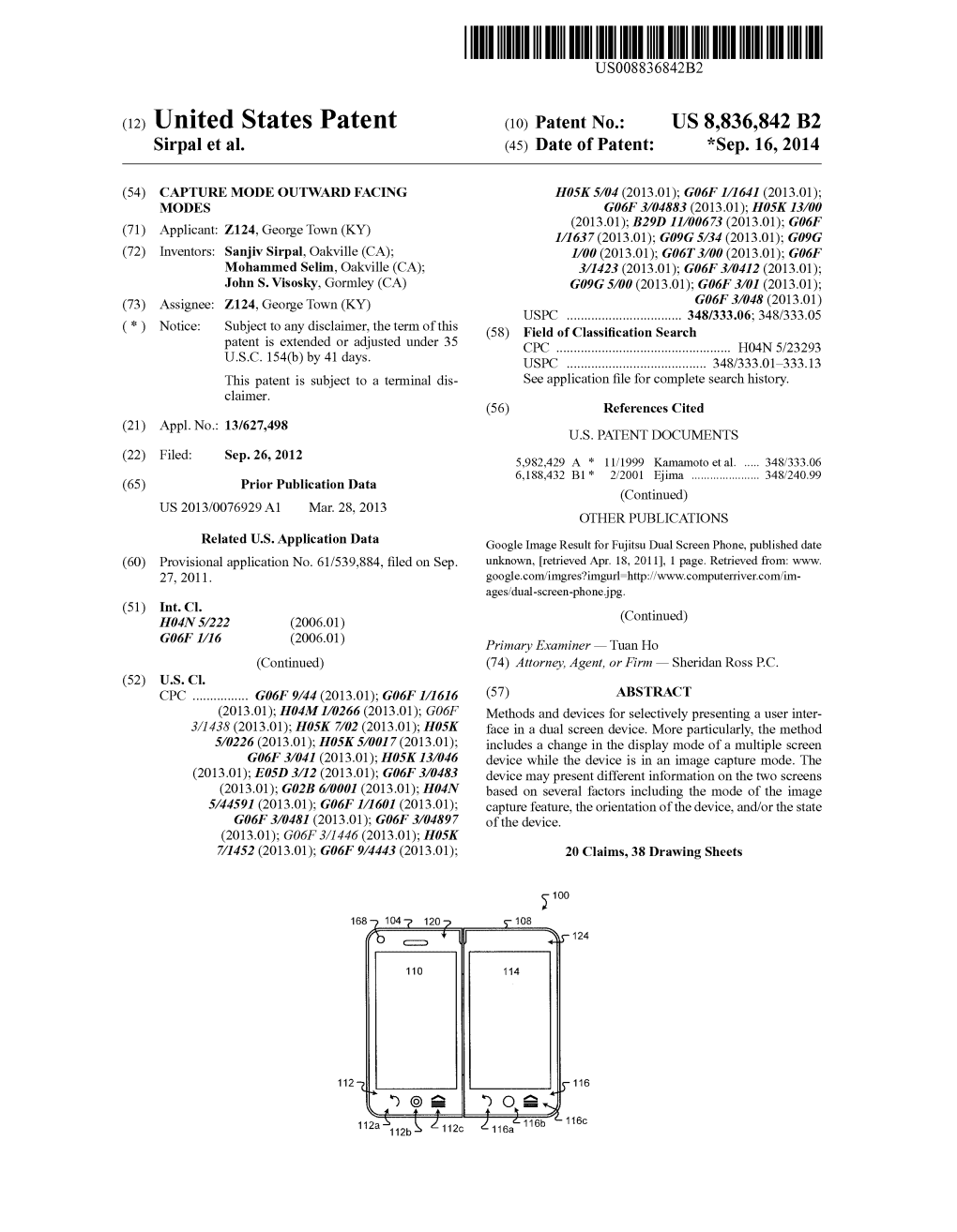 (12) United States Patent (10) Patent N0.: US 8,836,842 B2 Sirpal Et A1