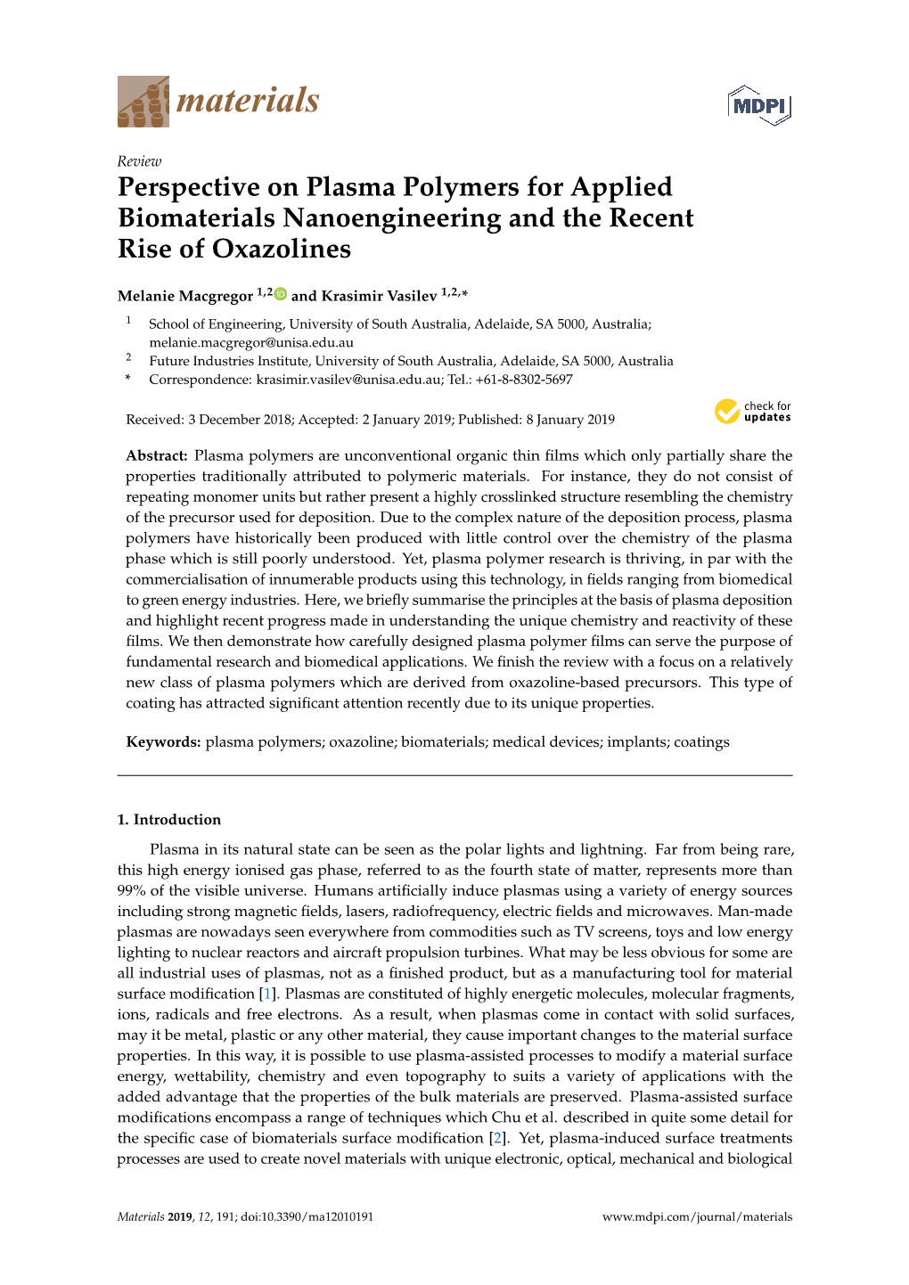 Perspective on Plasma Polymers for Applied Biomaterials Nanoengineering and the Recent Rise of Oxazolines