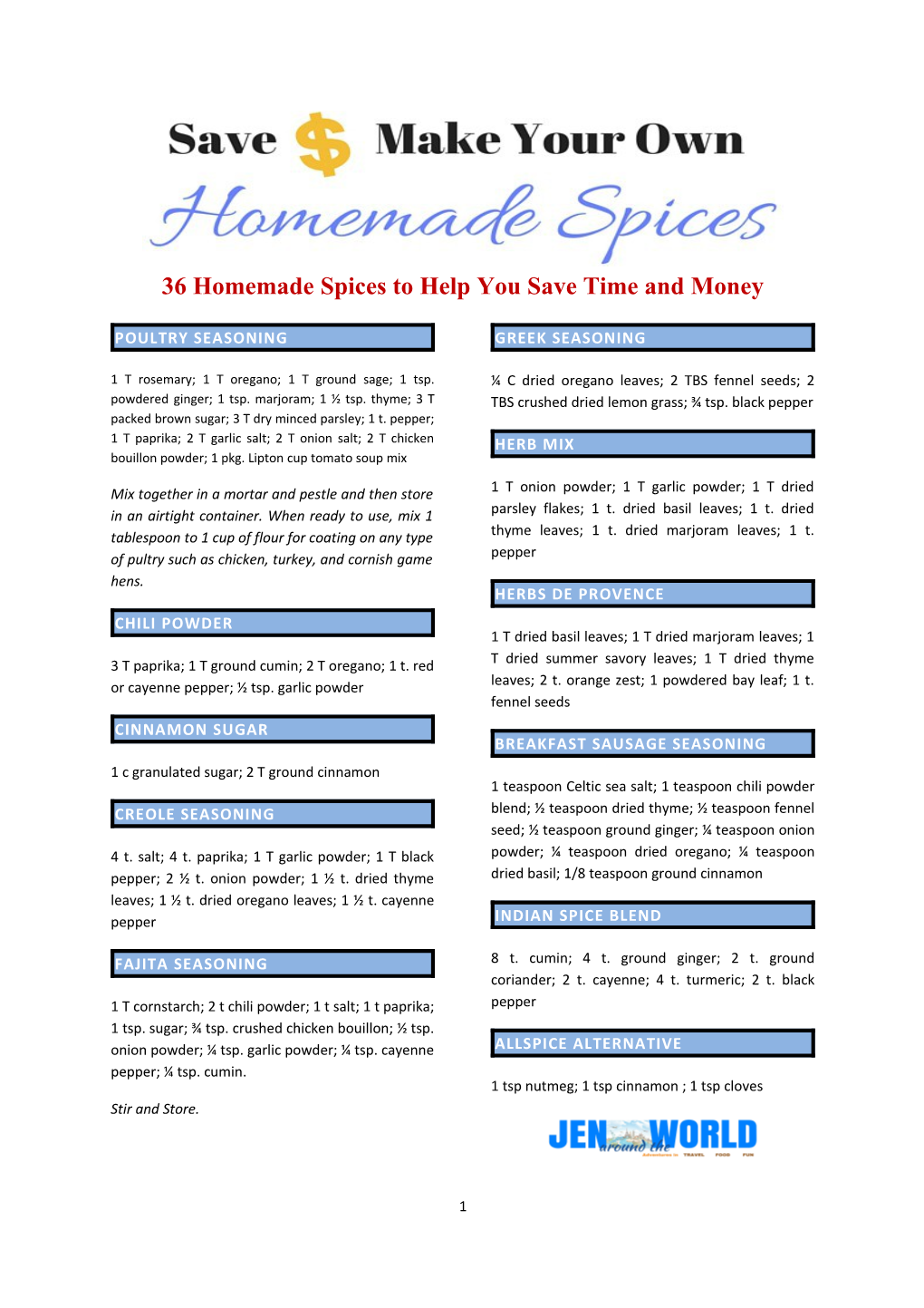 Homemade Spices to Help You Save Time and Money