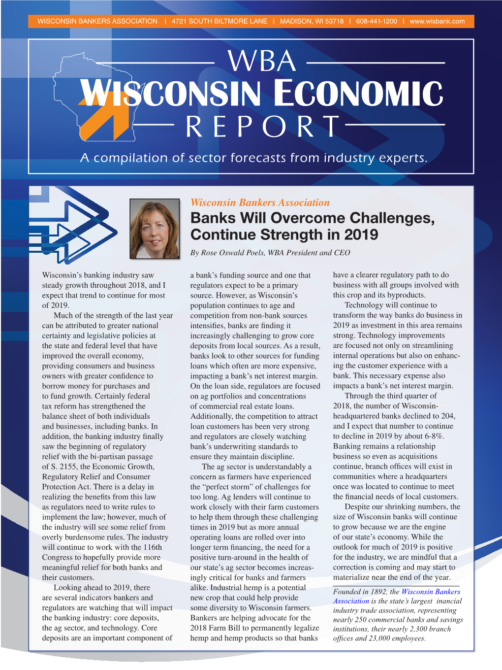 WISCONSIN ECONOMIC REPORT a Compilation of Sector Forecasts from Industry Experts