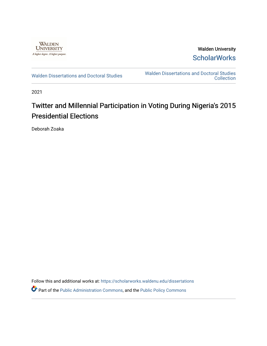 Twitter and Millennial Participation in Voting During Nigeria's 2015 Presidential Elections