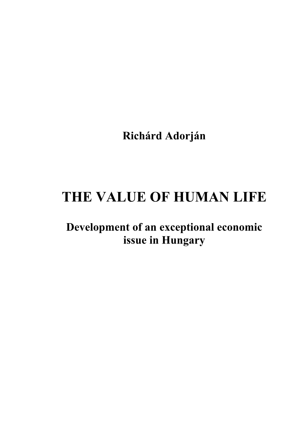 The Value of Human Life