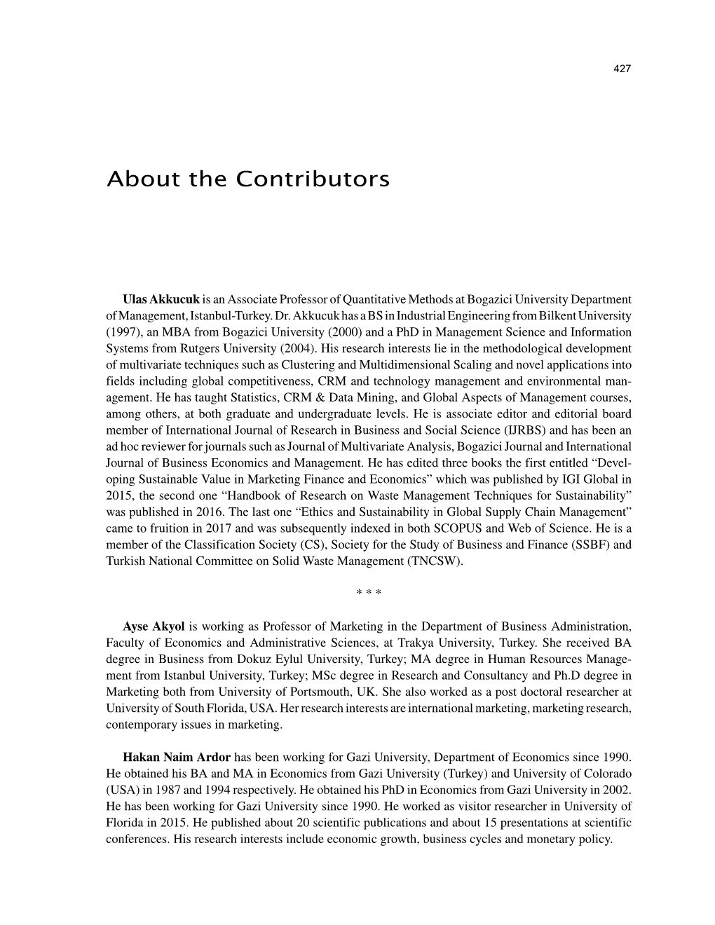 About the Contributors