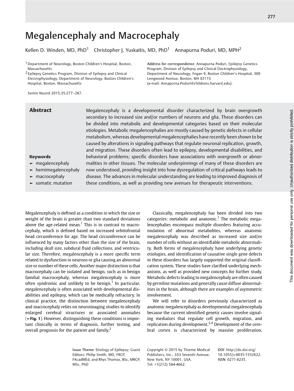 Megalencephaly and Macrocephaly