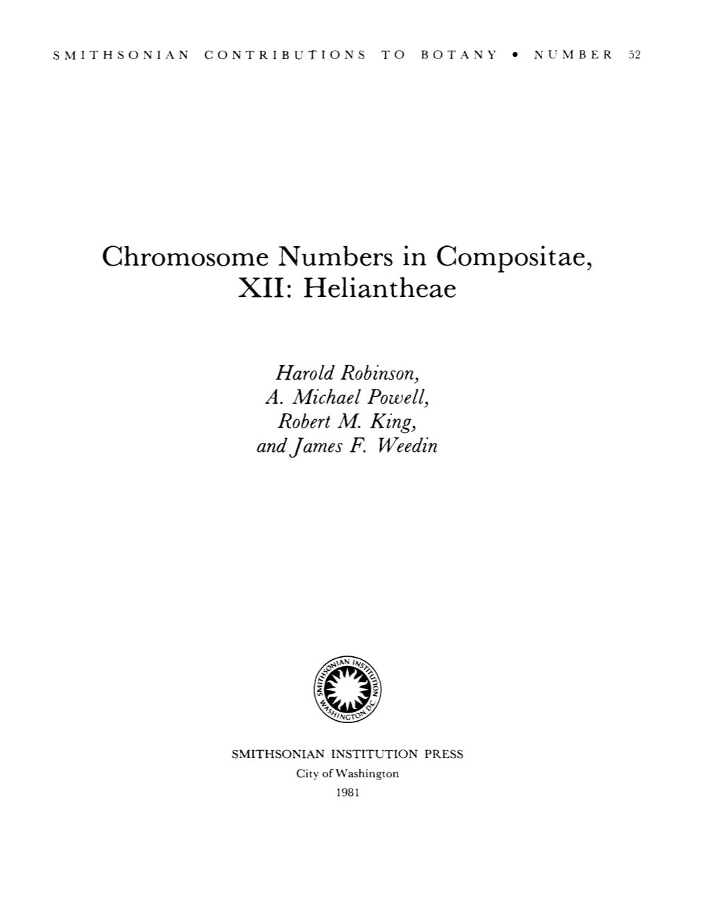 Chromosome Numbers in Compositae, XII: Heliantheae