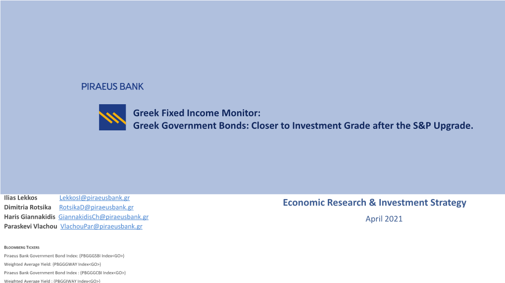 Piraeus Bank Greek Government Bond Index