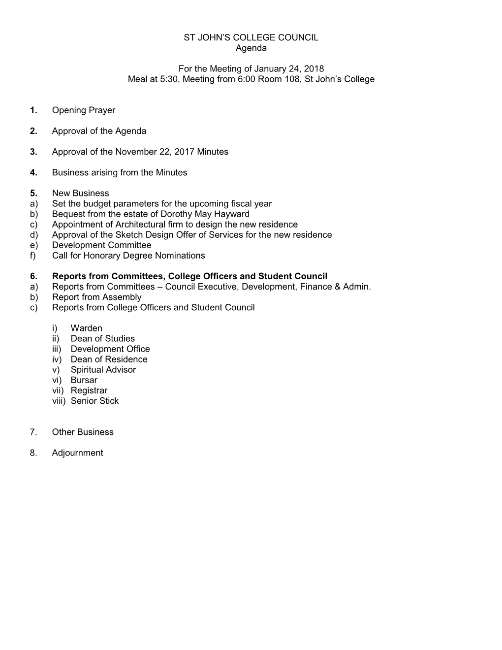 COUNCIL Agenda