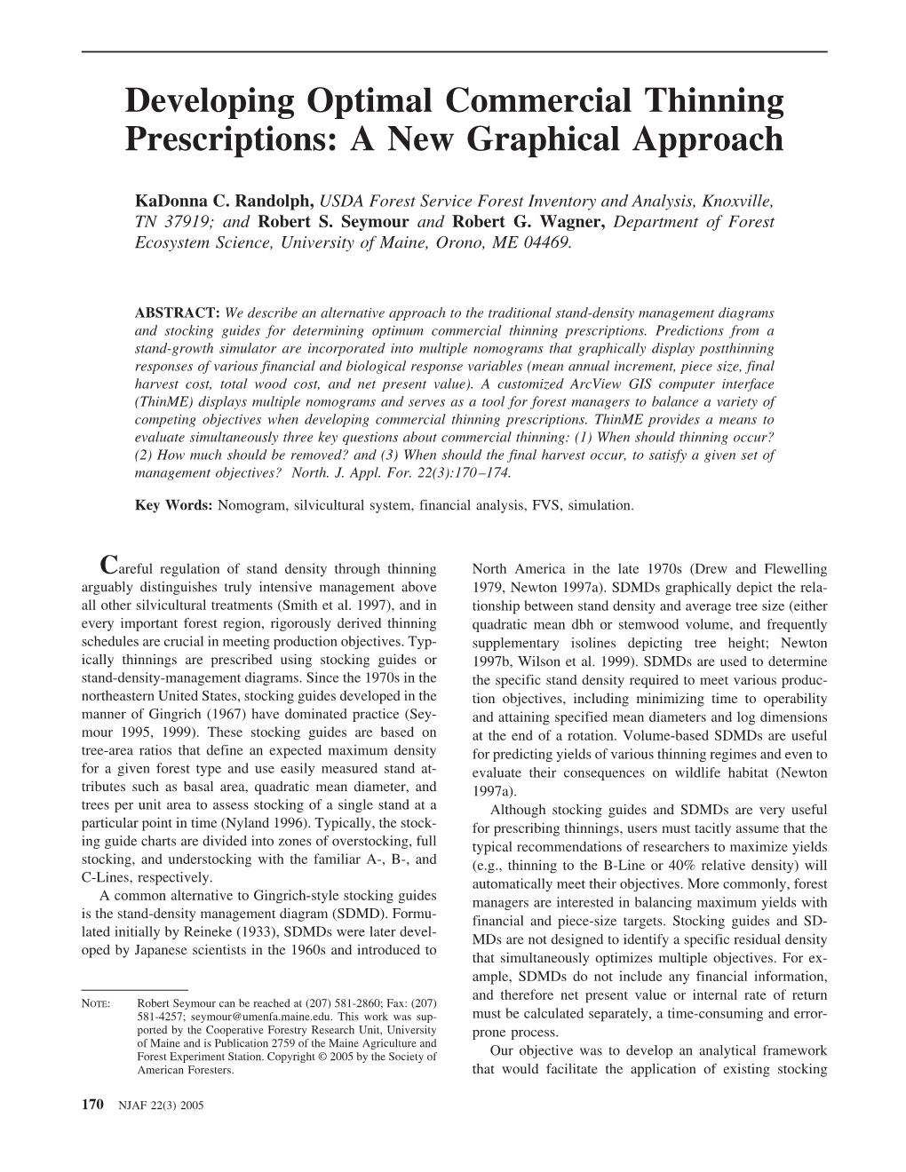 Developing Optimal Commercial Thinning Prescriptions: a New Graphical Approach