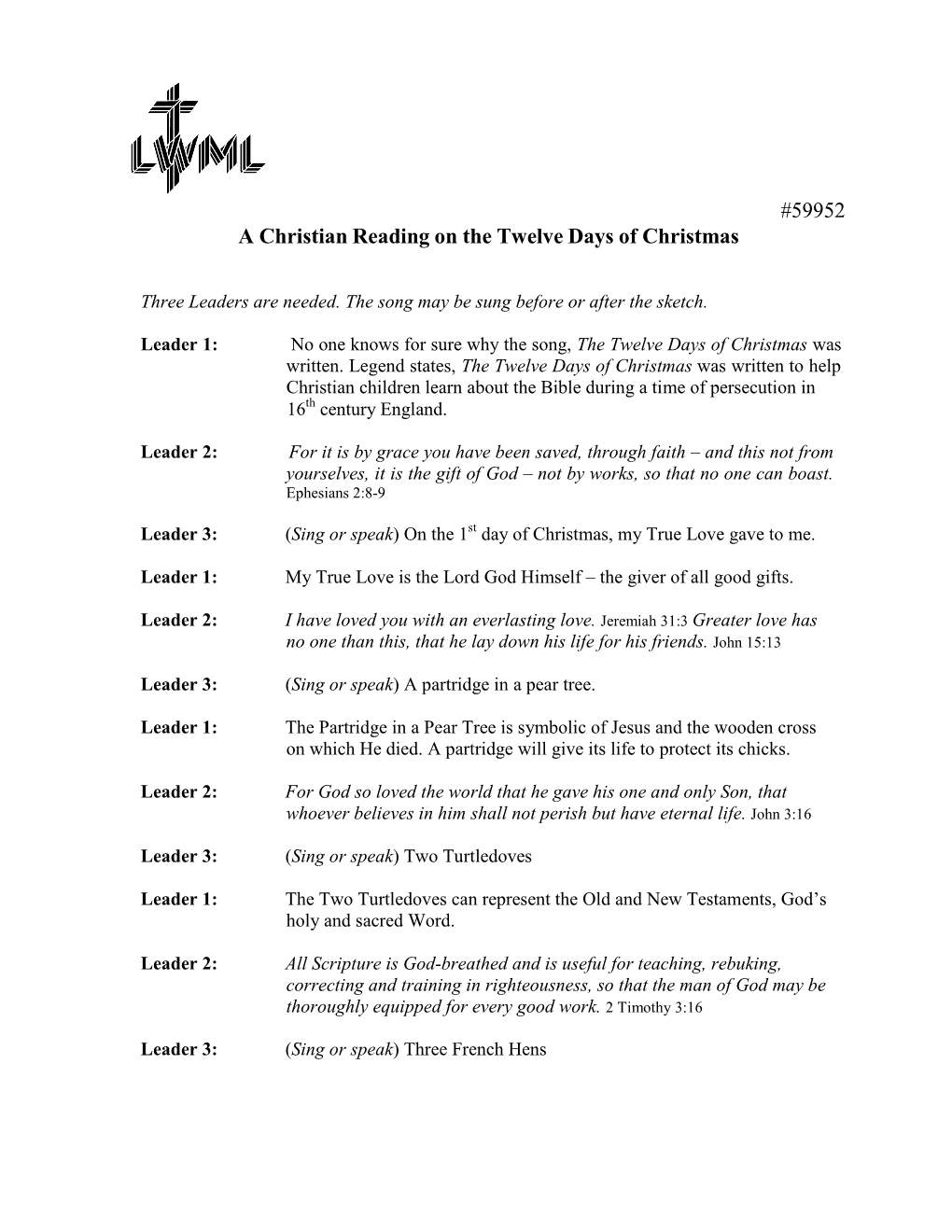 A Christian Reading on the Twelve Days of Christmas