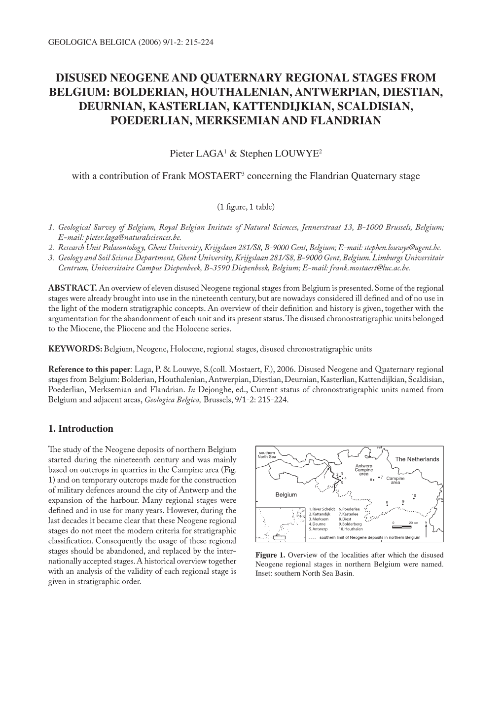 Disused Neogene and Quaternary Regional