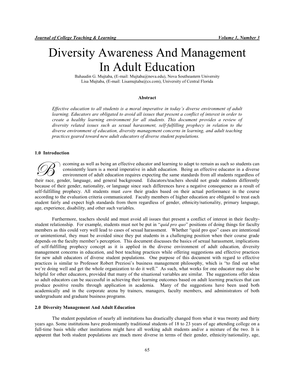 Ethics and Diversity Management in Adult Education