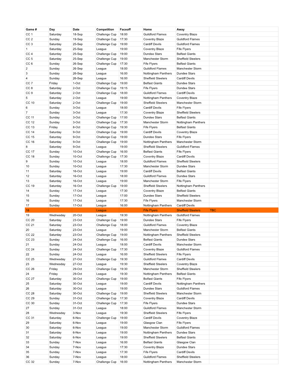 2021/22 Schedule