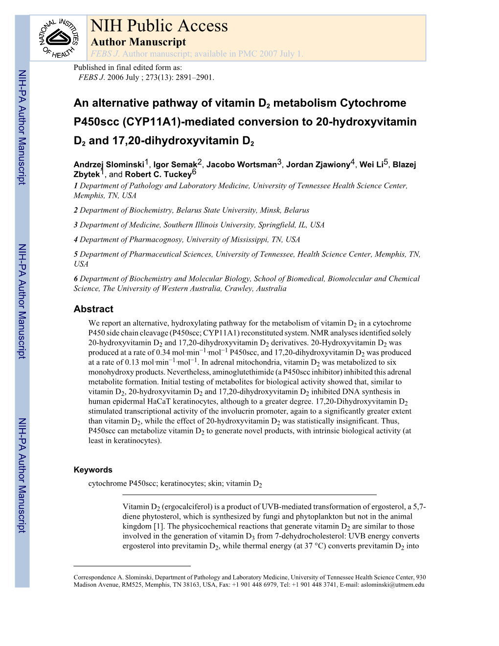 NIH Public Access Author Manuscript FEBS J