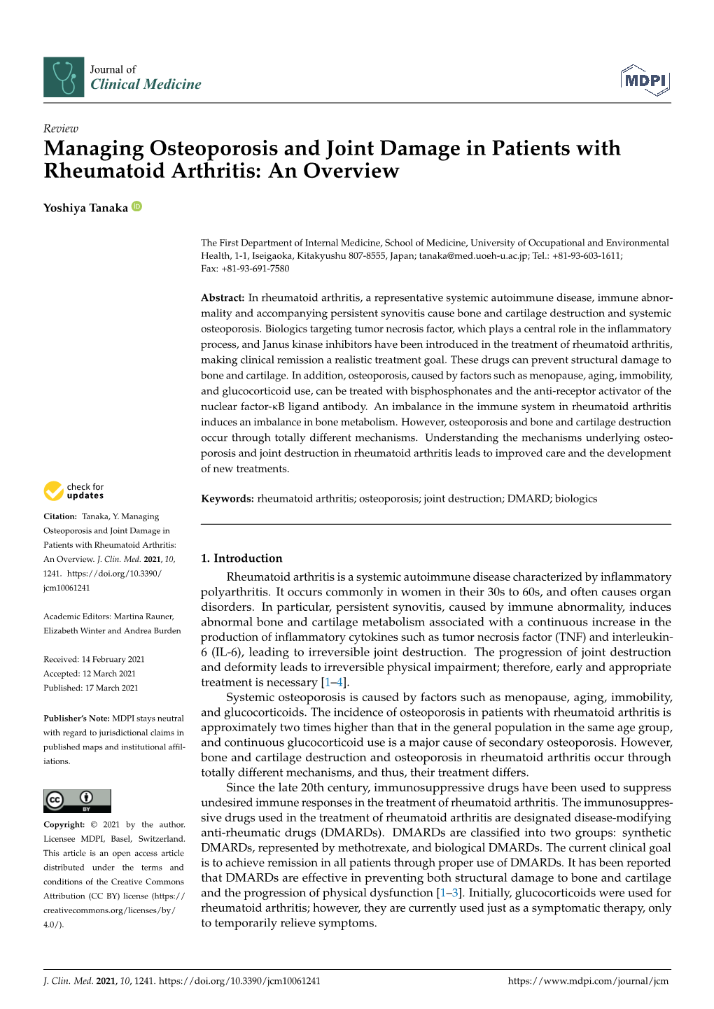 Managing Osteoporosis and Joint Damage in Patients with Rheumatoid Arthritis: an Overview