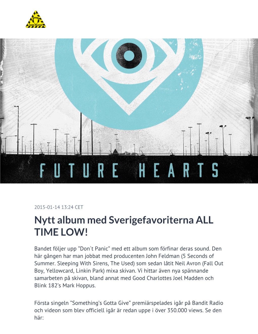 Nytt Album Med Sverigefavoriterna ALL TIME LOW!