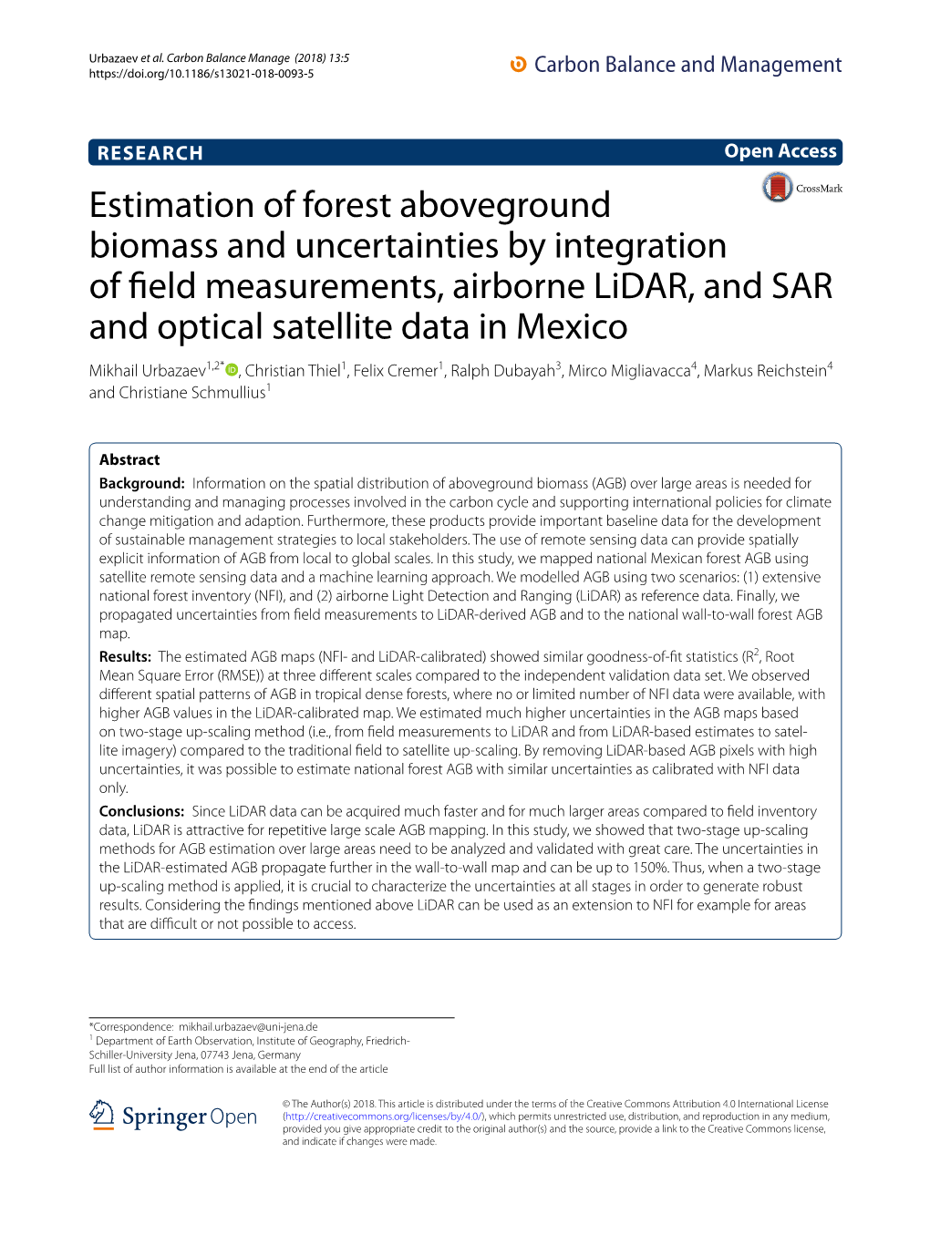 Estimation of Forest Aboveground Biomass and Uncertainties By