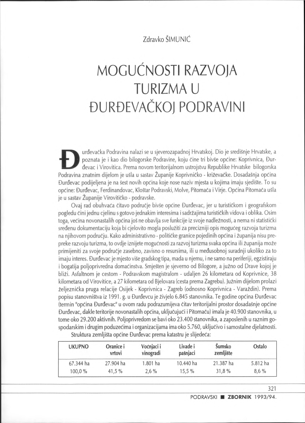 Mogućnosti Razvoja Turizma U Đurđevačkoj Podravini