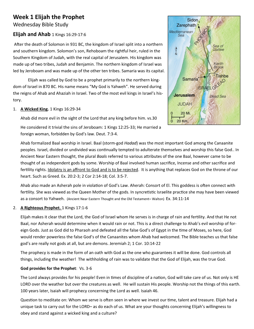 Week 1 Elijah the Prophet Wednesday Bible Study