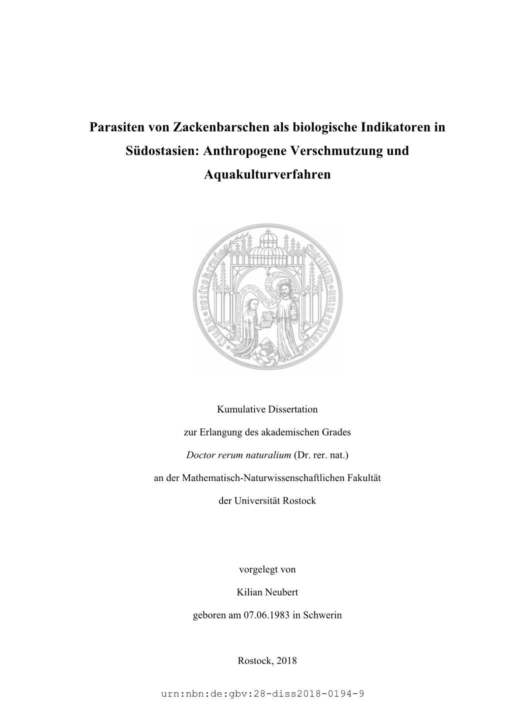 Parasiten Von Zackenbarschen Als Biologische Indikatoren in Südostasien: Anthropogene Verschmutzung Und Aquakulturverfahren