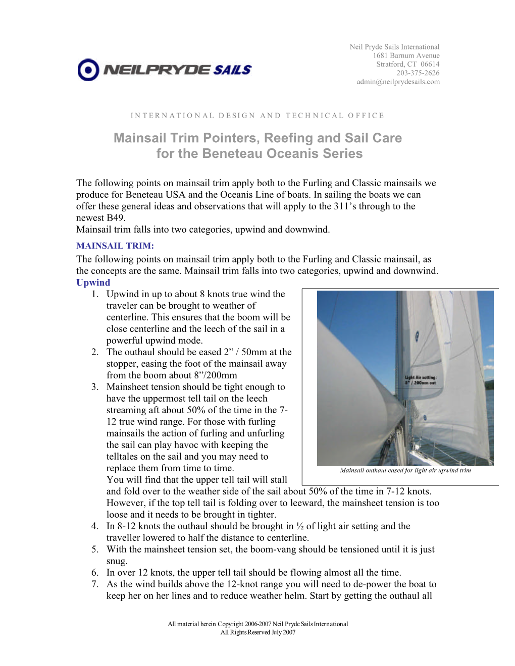 Mainsail Trim Pointers, Reefing and Sail Care for the Beneteau Oceanis Series