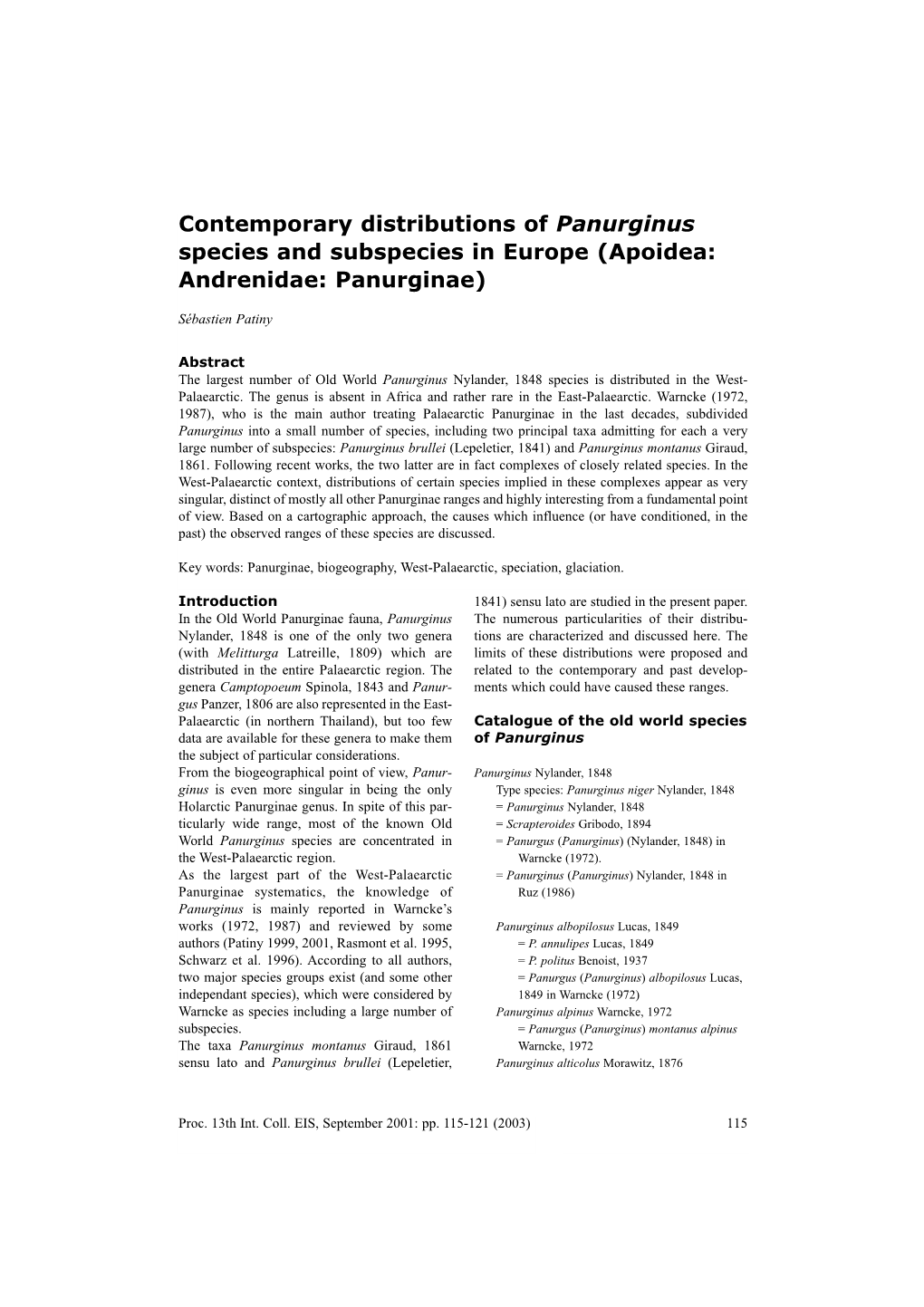 Apoidea: Andrenidae: Panurginae)