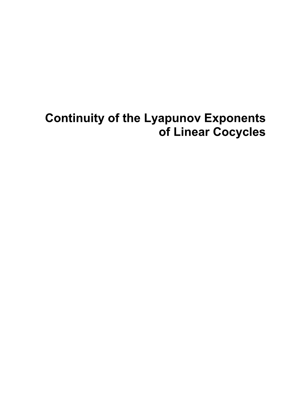 Continuity of the Lyapunov Exponents of Linear Cocycles