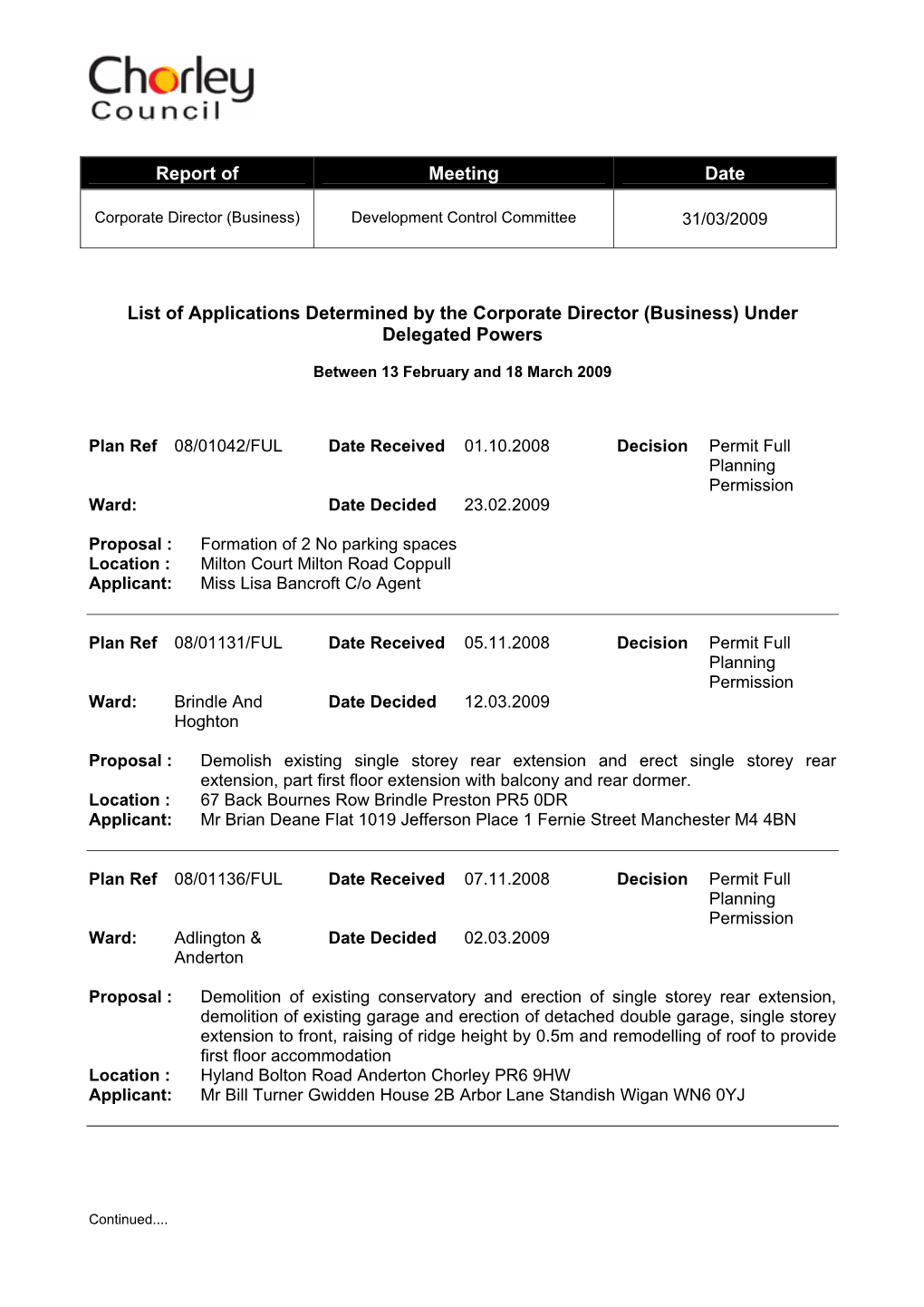 Delegated Decisions Report.Pdf