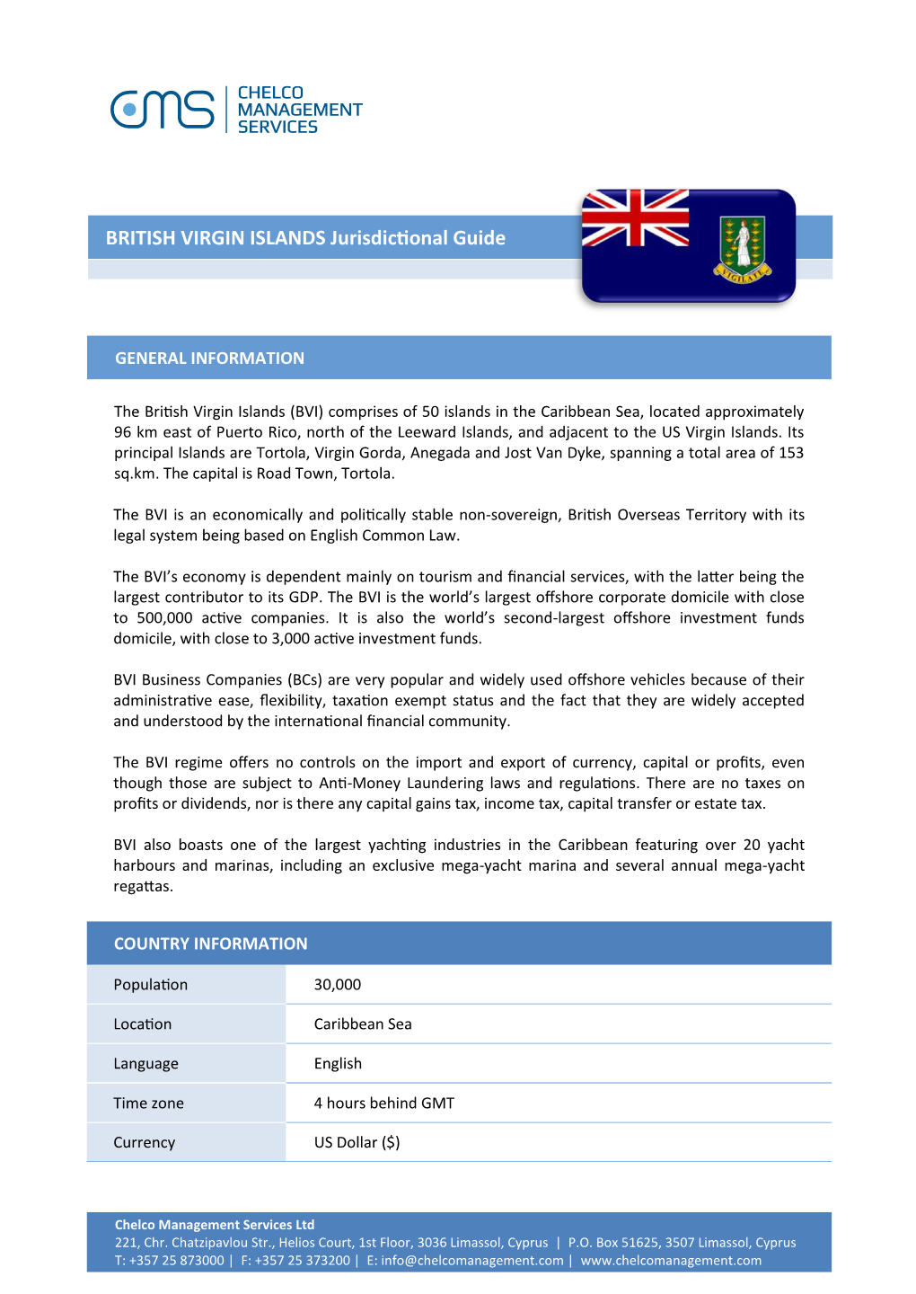 BRITISH VIRGIN ISLANDS Jurisdic Onal Guide