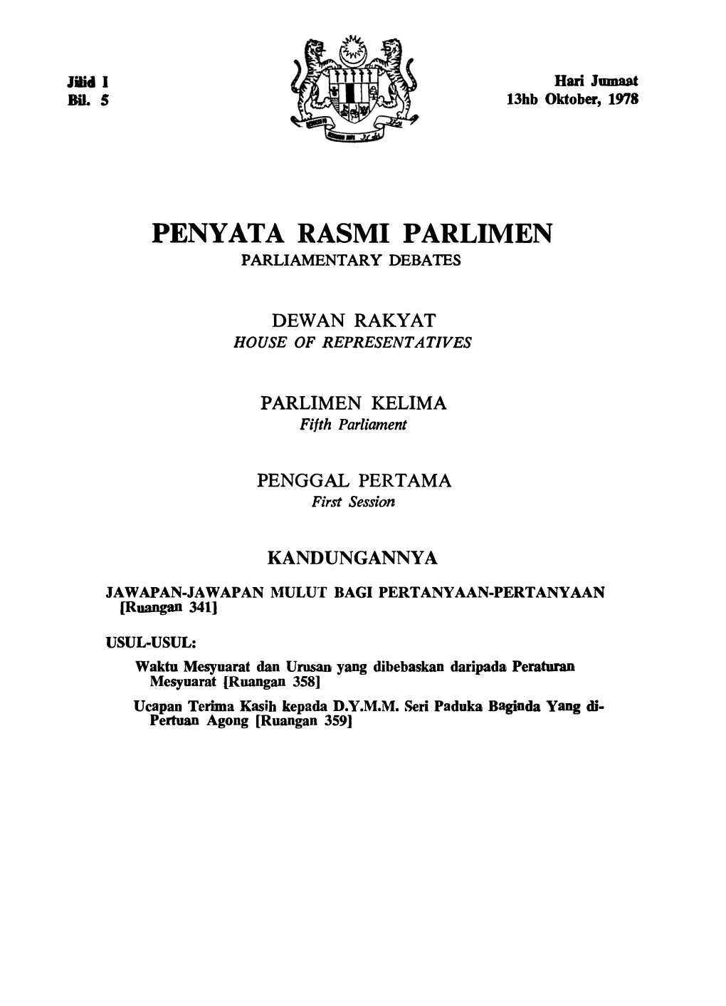 Penyata Rasmi Parlimen Parliamentary Debates