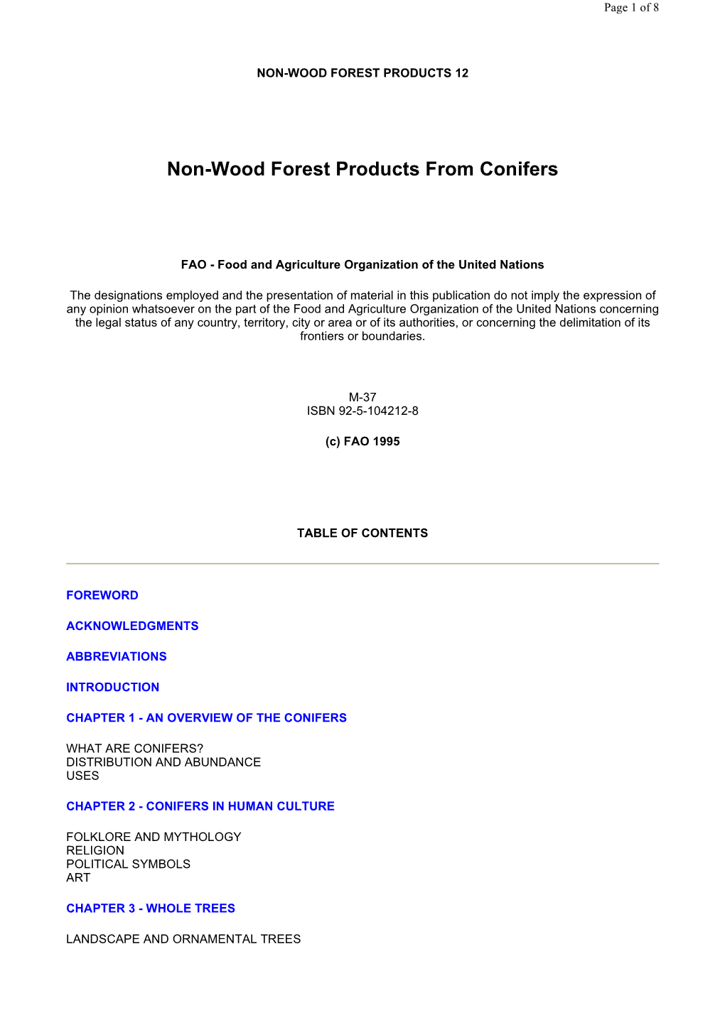 Non-Wood Forest Products from Conifers