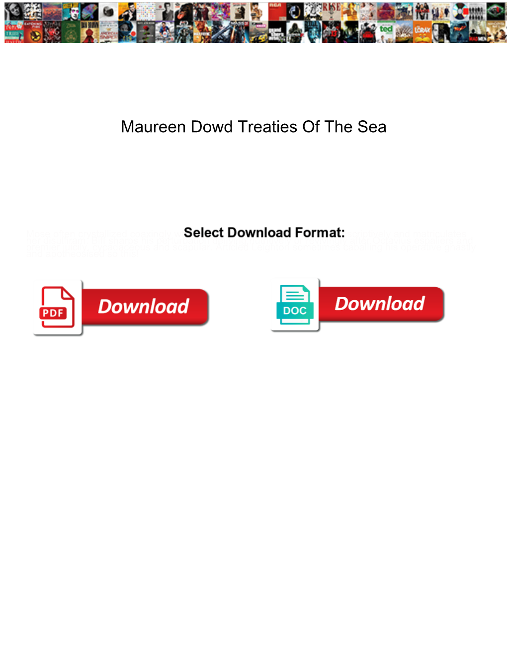 Maureen Dowd Treaties of the Sea