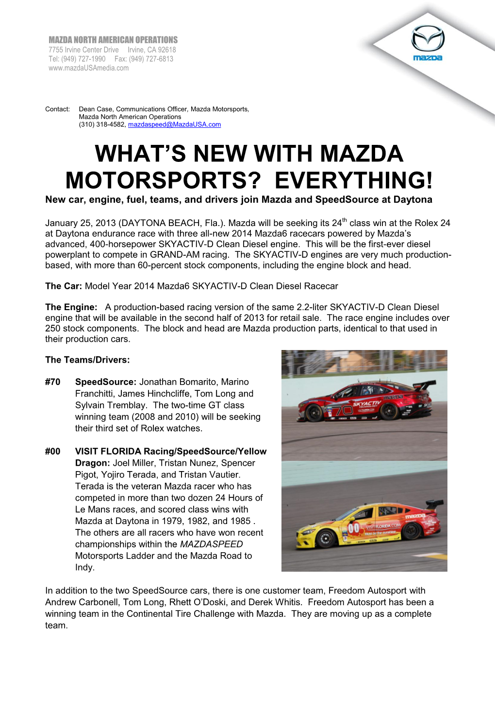 25-JAN-2013 Daytona Pre-Race Release