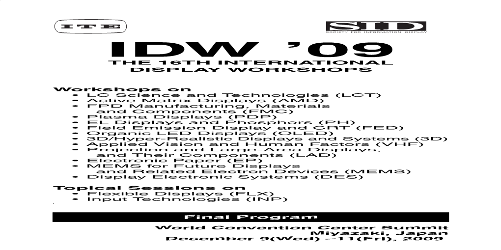 IDW09 Cover.Fm 1 ページ ２００９年１１月２日 月曜日 午後１時３４分
