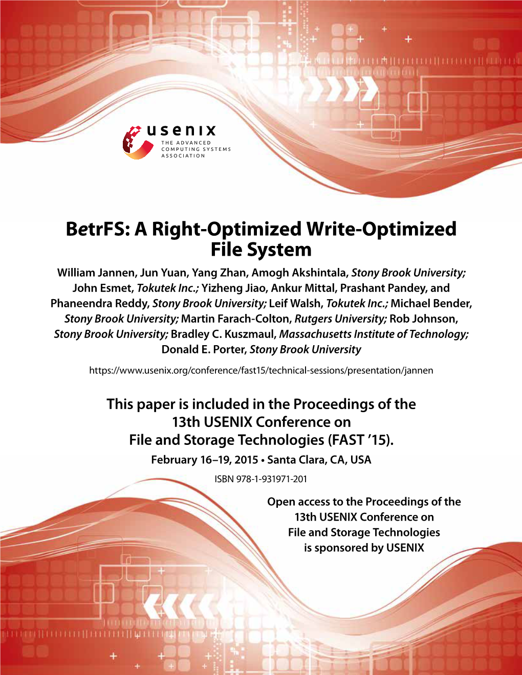 Betrfs: a Right-Optimized Write-Optimized File System