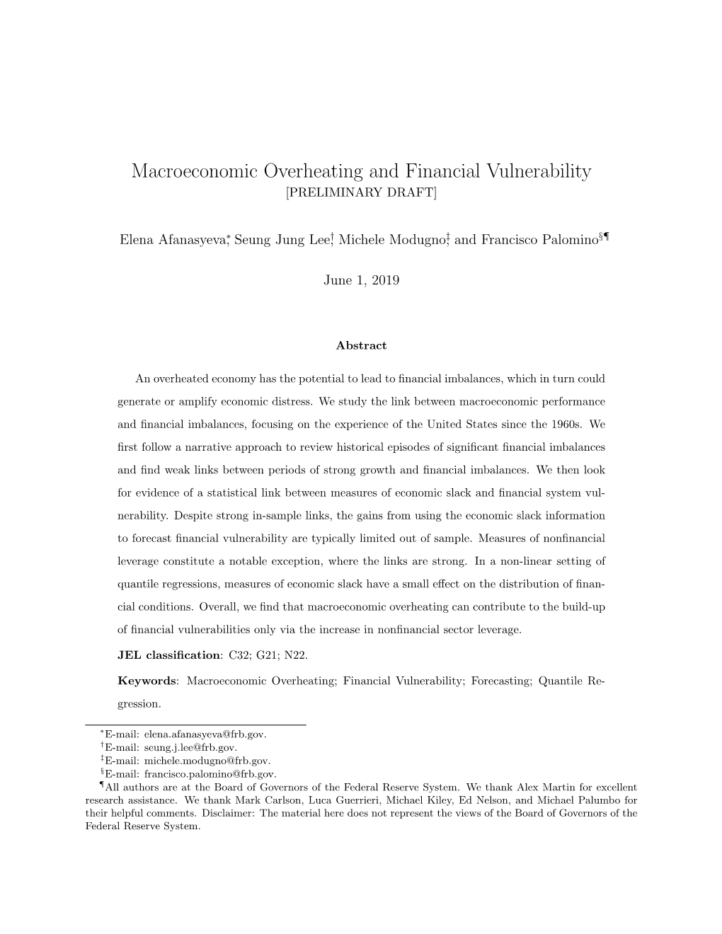 Macroeconomic Overheating and Financial Vulnerability [PRELIMINARY DRAFT]