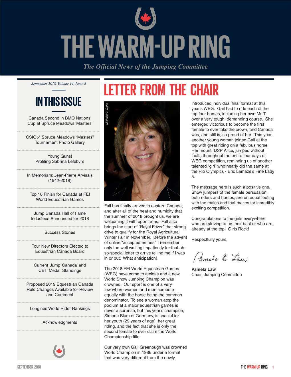 LETTER from the CHAIR in THIS ISSUE Introduced Individual Final Format at This Year’S WEG