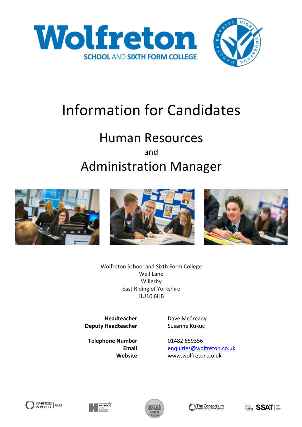 Information for Candidates Human Resources and Administration Manager