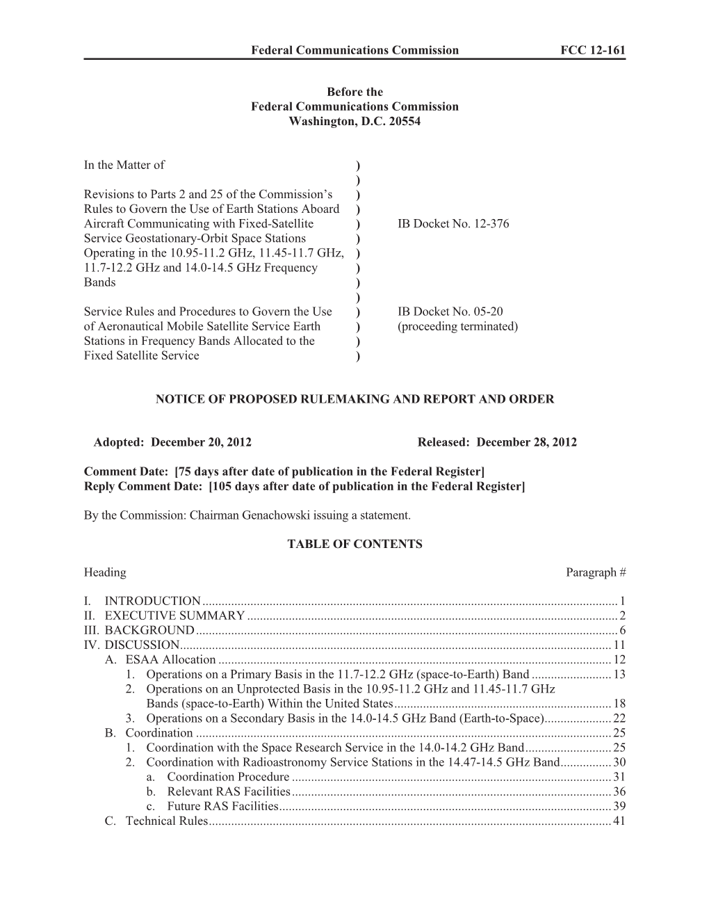 Federal Communications Commission FCC 12-161 Before the Federal