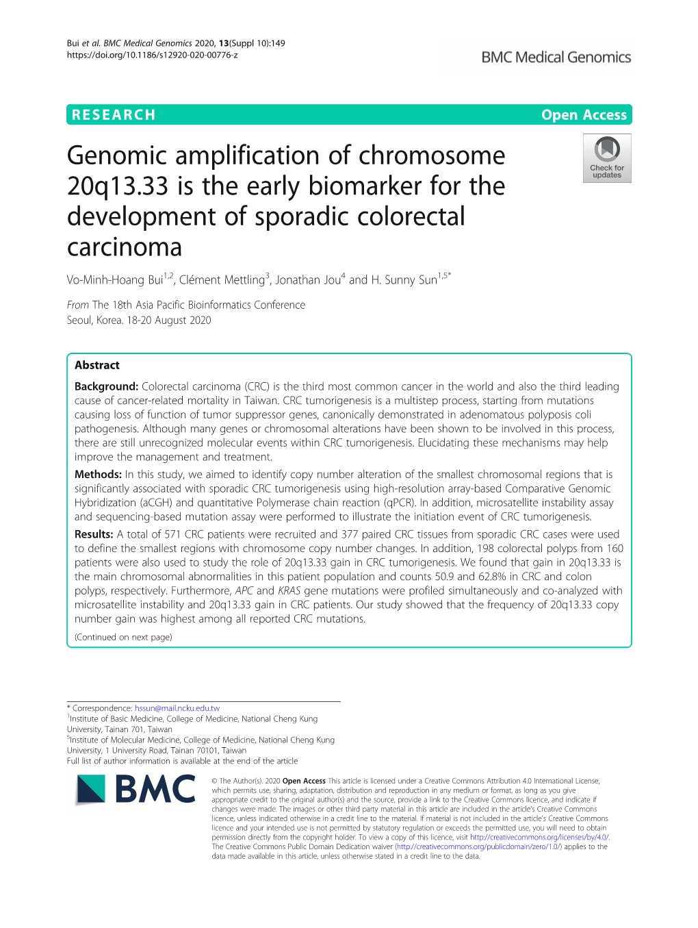 Genomic Amplification of Chromosome 20Q13.33 Is the Early Biomarker For