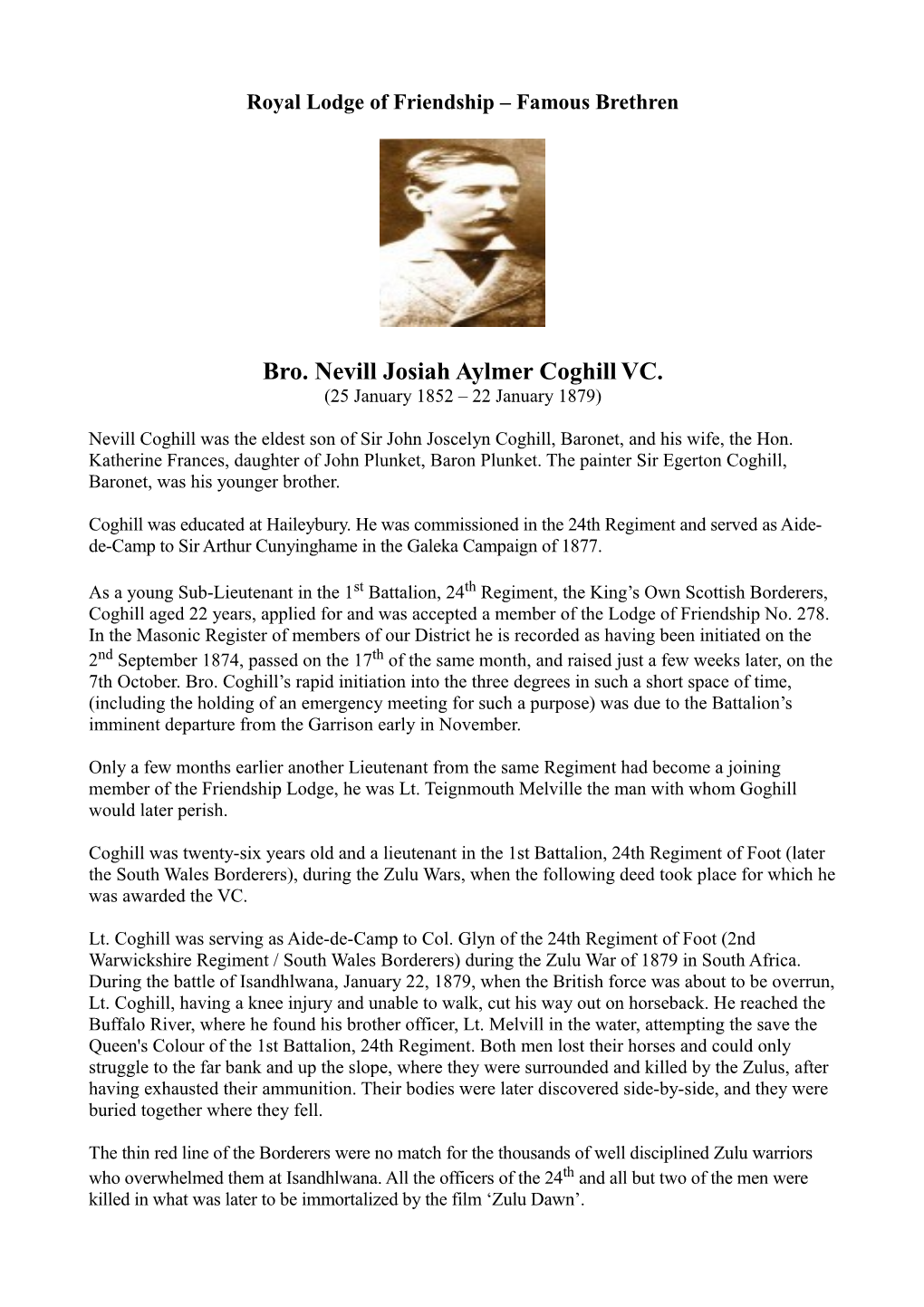 Bro. Nevill Josiah Aylmer Coghillvc