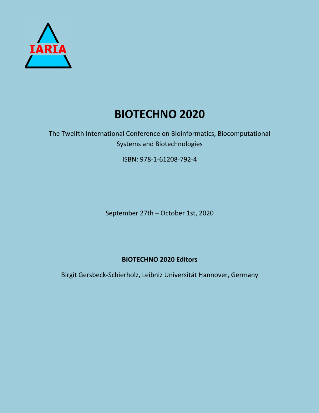 BIOTECHNO 2020 Proceedings