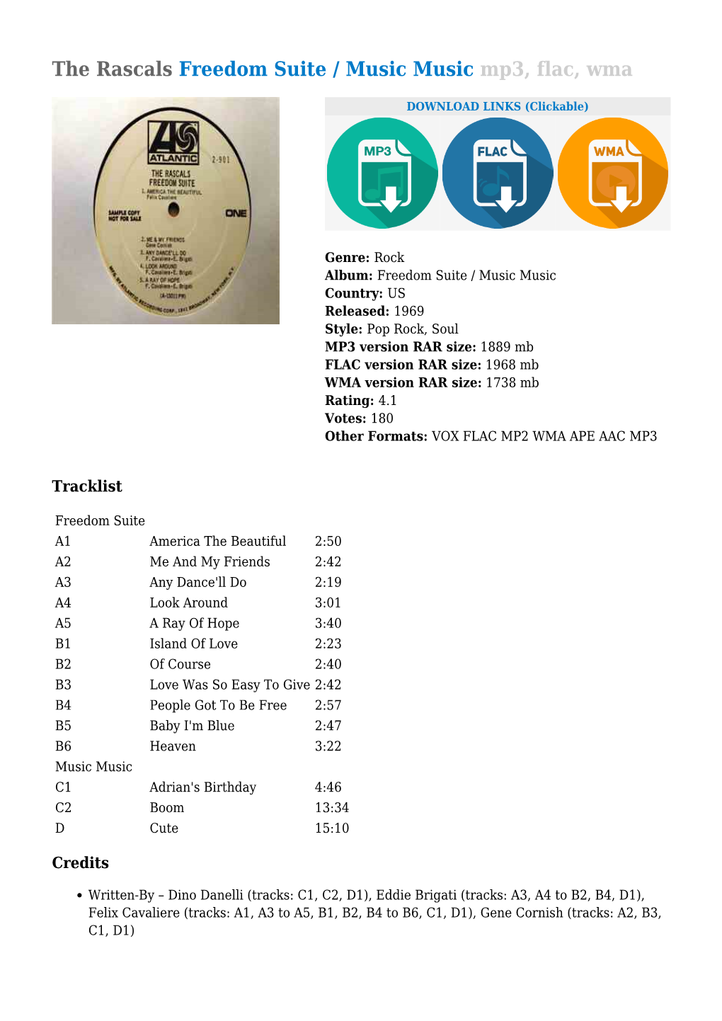 The Rascals Freedom Suite / Music Music Mp3, Flac, Wma