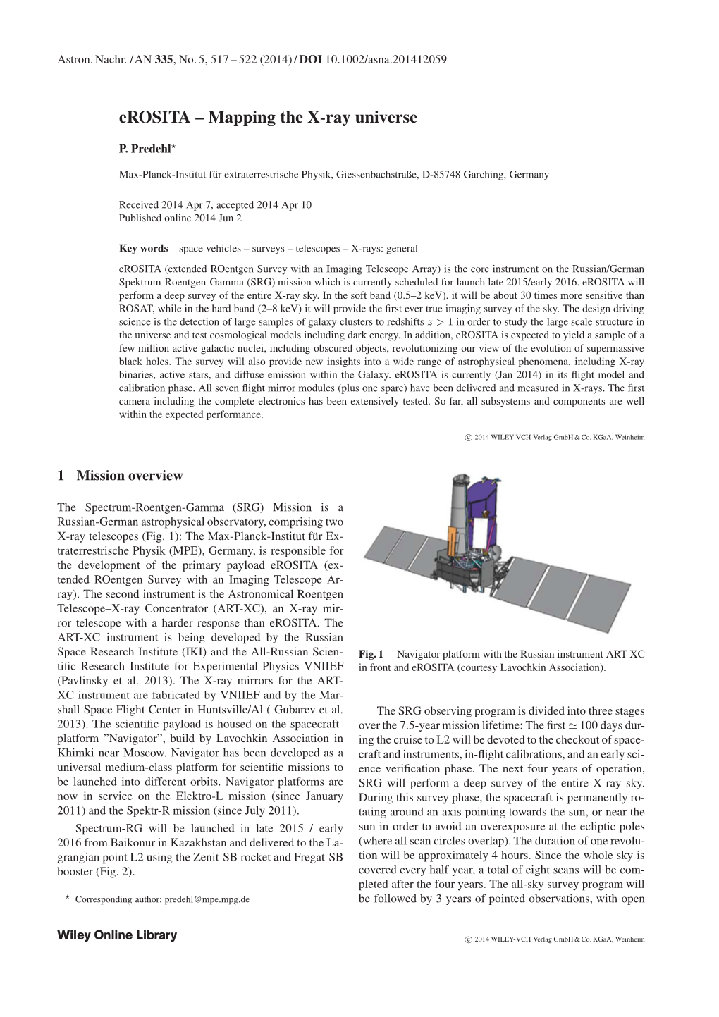 Erosita – Mapping the X-Ray Universe by P. Predehl