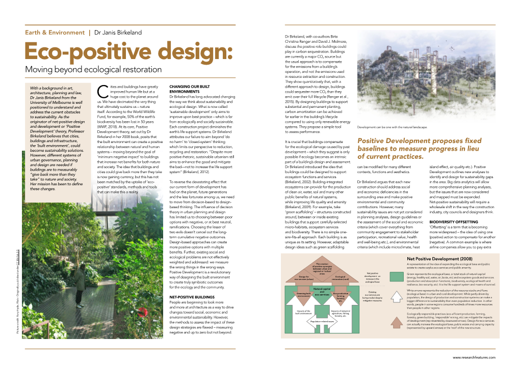 Eco-Positive Design: Moving Beyond Ecological Restoration