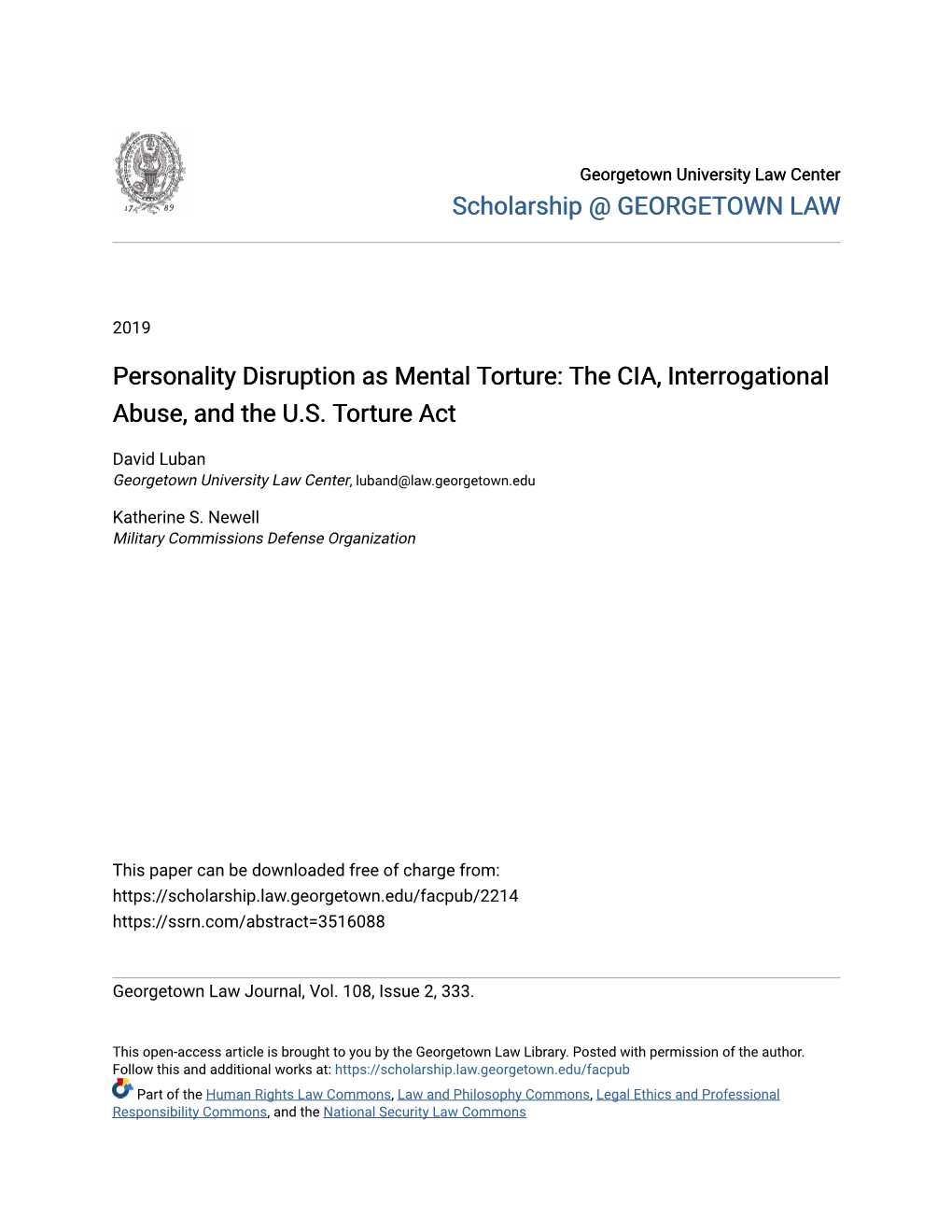 Personality Disruption As Mental Torture: the CIA, Interrogational Abuse, and the U.S