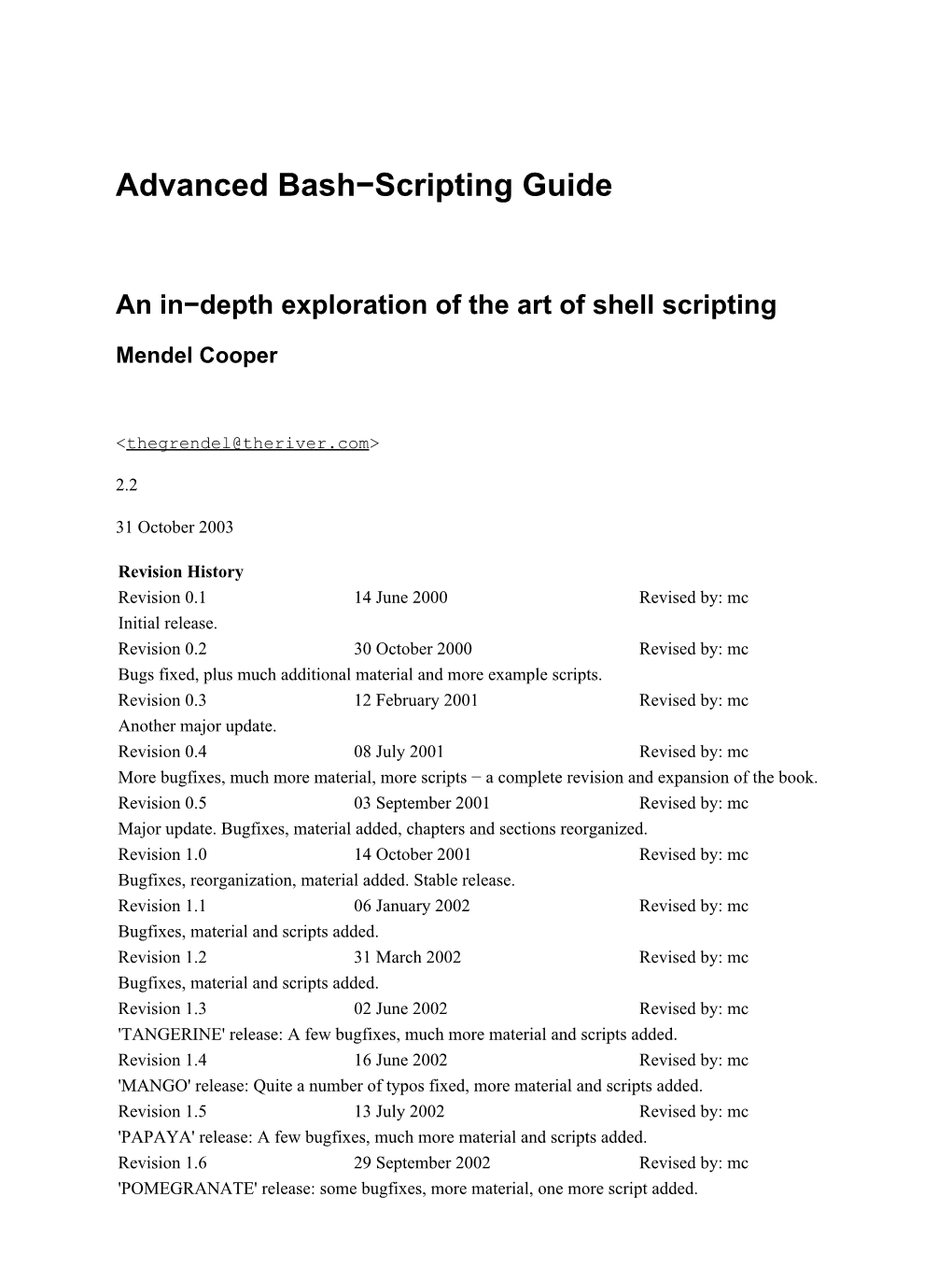 Advanced Bash-Scripting Guide