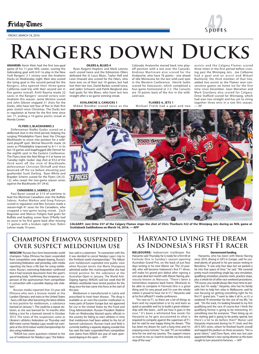 Rangers Down Ducks