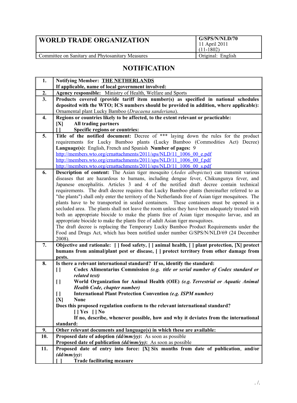 G/SPS/N/NLD/70 Page 3