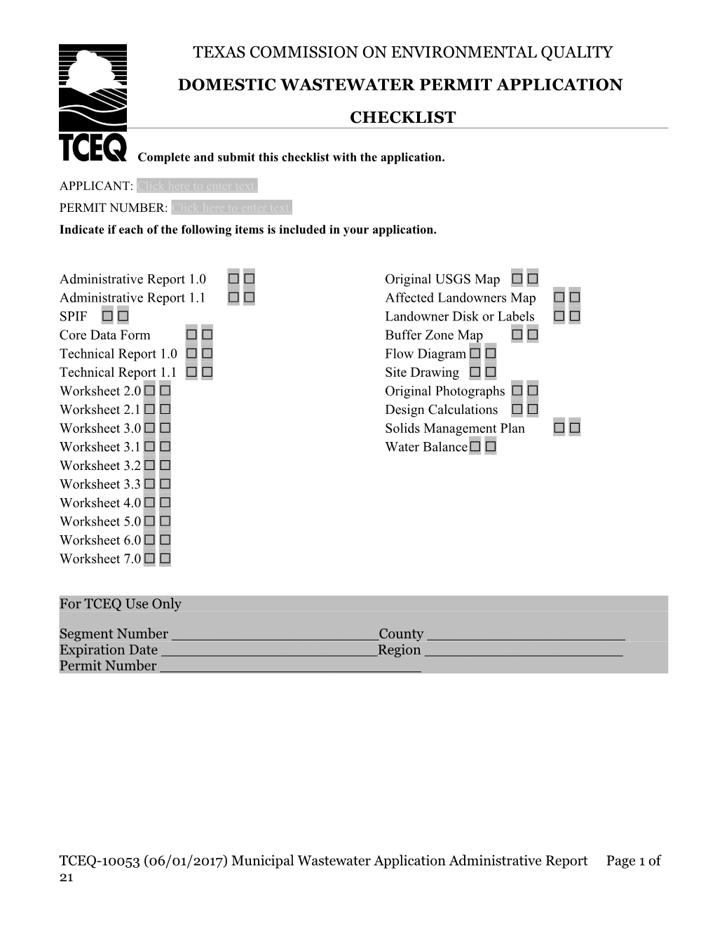 Complete and Submit This Checklist with the Application